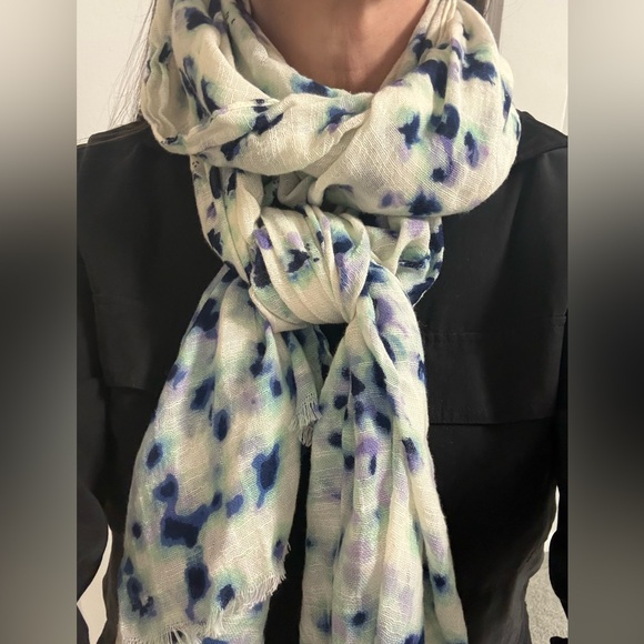 Anthropologie Accessories - Anthropologie scarf wrap purple, blue, green, and off-white animal leopard print